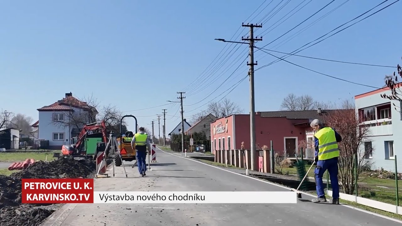 Výstavba chodníku ve směru na Závadu